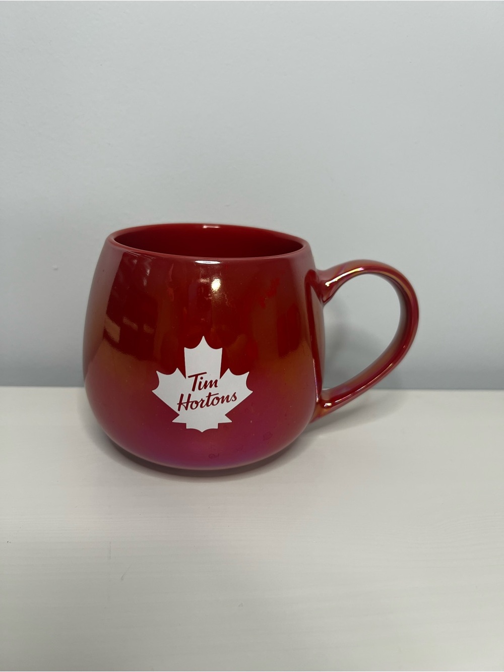 Tim Hortons 2020 Metallic Red Maple Leaf Ceramic Coffee Mug - Picture 2 of 7